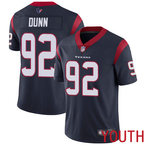 Houston Texans Limited Navy Blue Youth Brandon Dunn Home Jersey NFL Football #92 Vapor Untouchable->youth nfl jersey->Youth Jersey